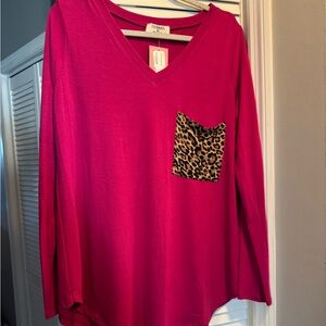 Zenana Outfitters Fuchsia V-Neck Top